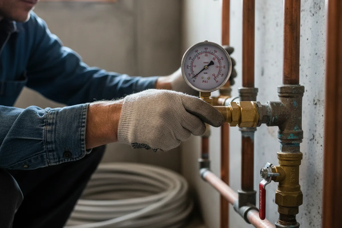 Pressure testing a repaired line during Water Line Repair in Mays Landing